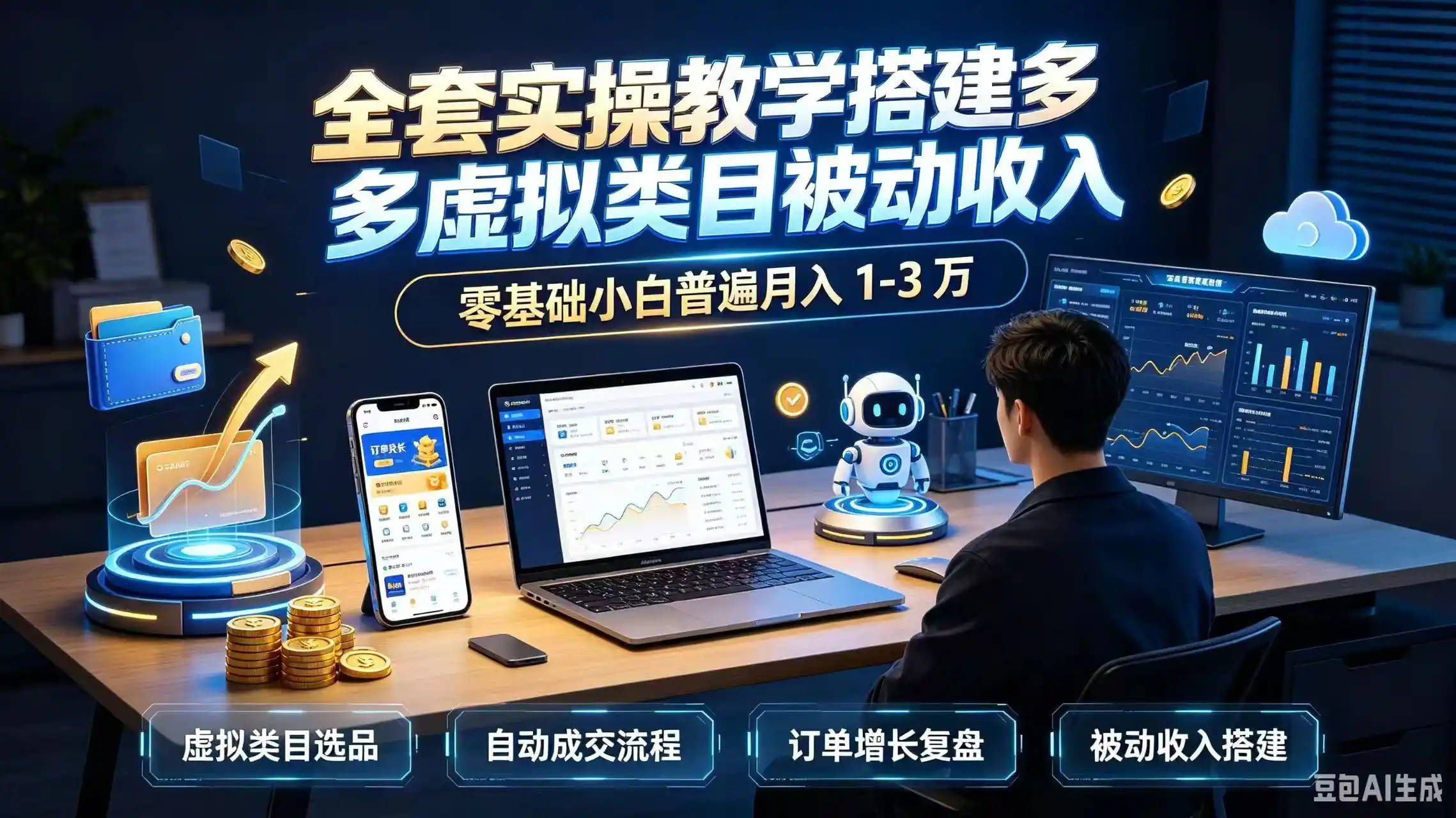 全套实操教学搭建多多虚拟类目被动收入，零基础小白普遍月入 1-3 万-云享网创