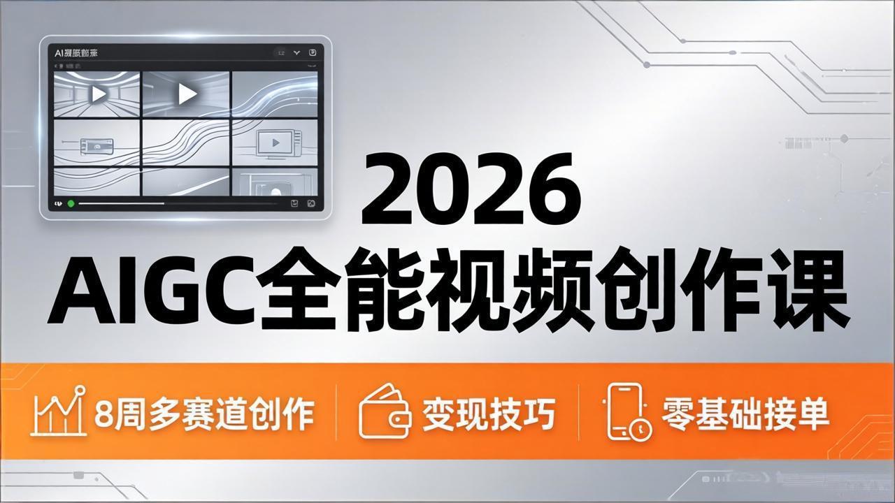 2026AIGC全能视频创作课，8周吃透多赛道创作+变现，零基础也能高效出片接单-云享网创