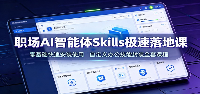 职场AI智能体Skills极速落地课：零基础快速安装使用，自定义办公技能封装全套课程-云享网创