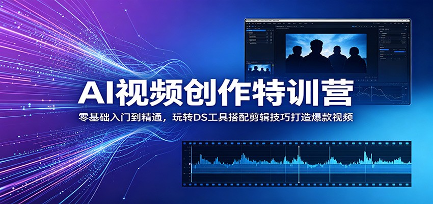 AI视频创作特训营：零基础入门到精通，玩转DS工具搭配剪辑技巧打造爆款视频-云享网创