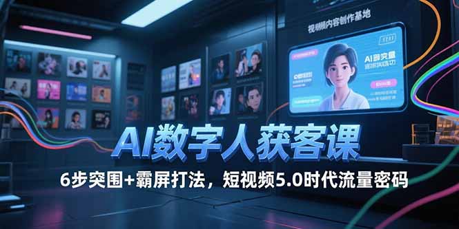 AI数字人获客课，6步突围+霸屏打法，短视频5.0时代流量密码-云享网创