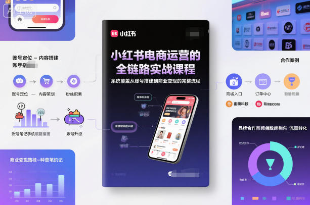 小红书电商运营的全链路实战课程,系统覆盖从账号搭建到商业变现的完整流程-云享网创