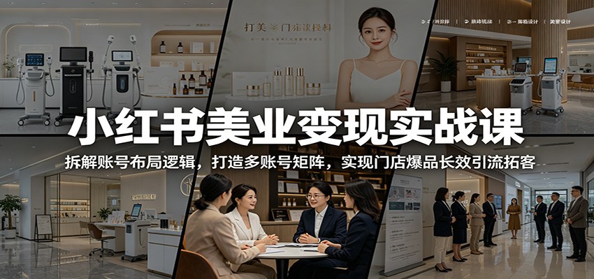 小红书美业变现实战课：拆解账号布局逻辑，打造多账号矩阵，实现门店爆品长效引流拓客-云享网创