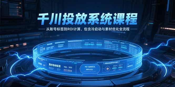 千川投放系统课程，从账号标签到ROI计算，包含冷启动与素材优化全流程-云享网创