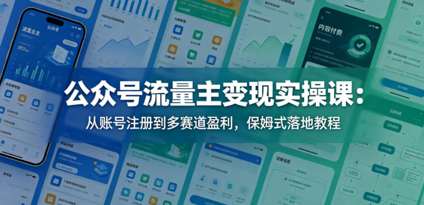公众号流量主变现实操课：从账号注册到多赛道盈利，保姆式落地教程-云享网创