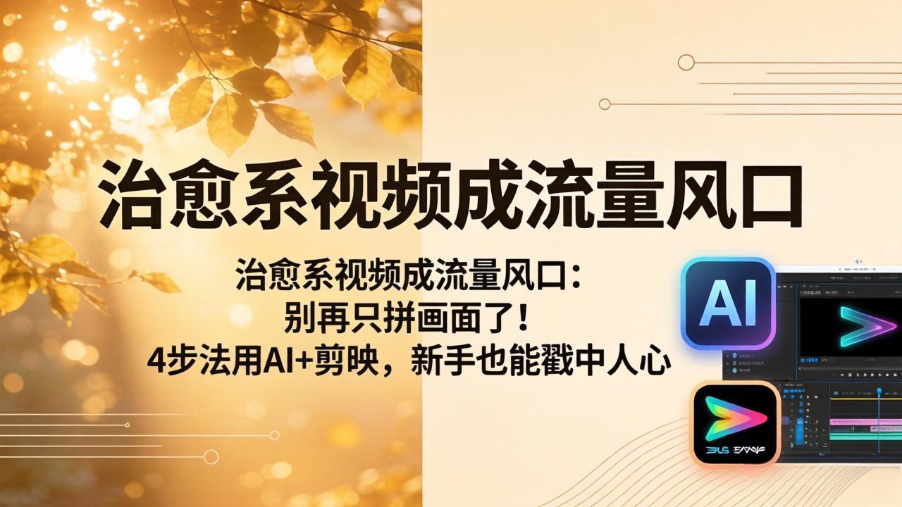 治愈系视频成流量风口：别再只拼画面了！4步法用AI+剪映，新手也能戳中人心-云享网创
