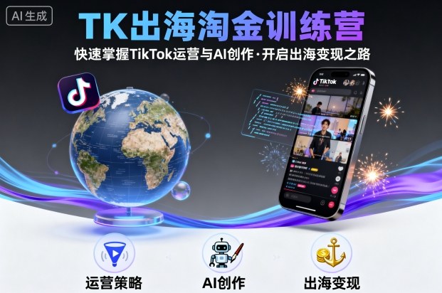 TK出海淘金训练营，助你快速掌握TikTok运营与AI创作，开启出海变现之路-云享网创