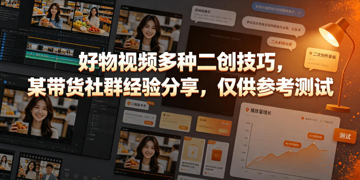 好物视频多种二创技巧，某带货社群经验分享，仅供参考测试-云享网创