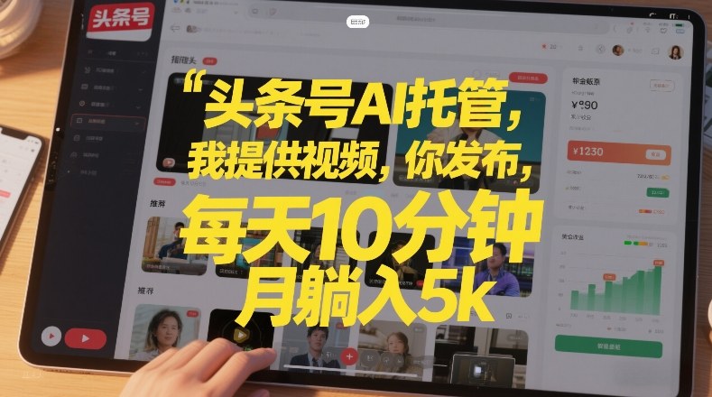 头条号AI托管，我提供视频，你发布，每天10分钟，月躺入5k+【揭秘】-云享网创