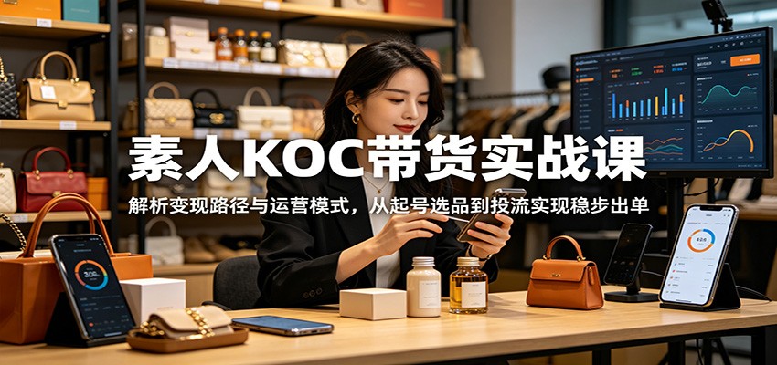 素人KOC带货实战课：解析变现路径与运营模式，从起号选品到投流实现稳步出单-云享网创