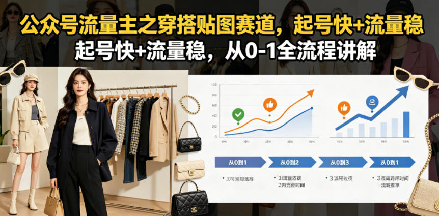 公众号流量主之穿搭贴图赛道，起号快+流量稳，从0-1全流程讲解-云享网创
