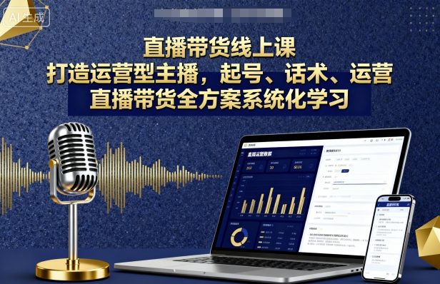 直播带货线上课，打造运营型主播，起号、话术、运营，直播带货全方案系统化学习-云享网创