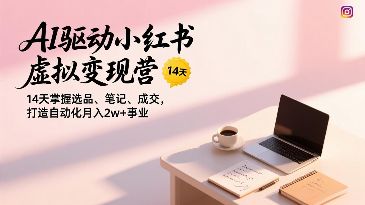 AI驱动小红书虚拟变现营，14天掌握选品、笔记、成交，打造自动化月入2w+事业-云享网创