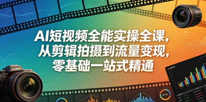 AI短视频全能实操全课，从剪辑拍摄到流量变现，零基础一站式精通-云享网创