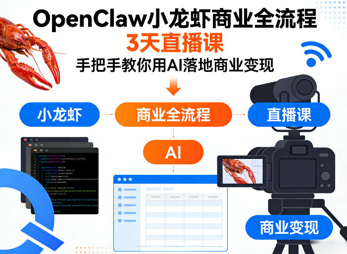 OpenClaw小龙虾商业全流程3天直播课，手把手教你用AI落地商业变现-云享网创