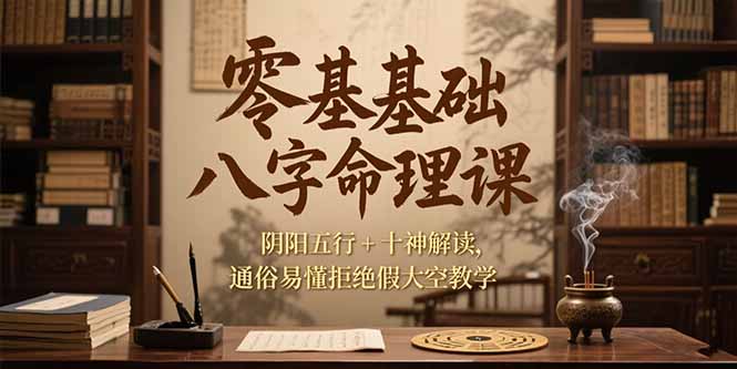 零基础八字命理课，阴阳五行+十神解读，通俗易懂拒绝假大空教学-云享网创