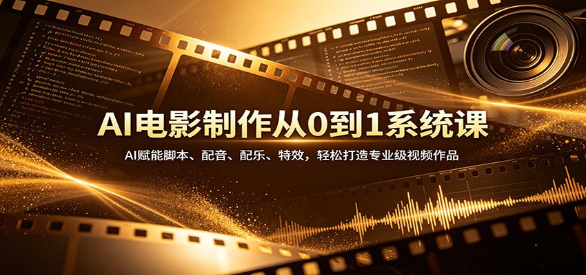 AI电影制作从0到1系统课：AI赋能脚本、配音、配乐、特效，轻松打造专业级视频作品-云享网创