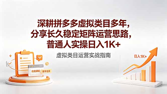 深耕拼多多虚拟类目多年，分享长久稳定矩阵运营思路，普通人实操日入1K+-云享网创