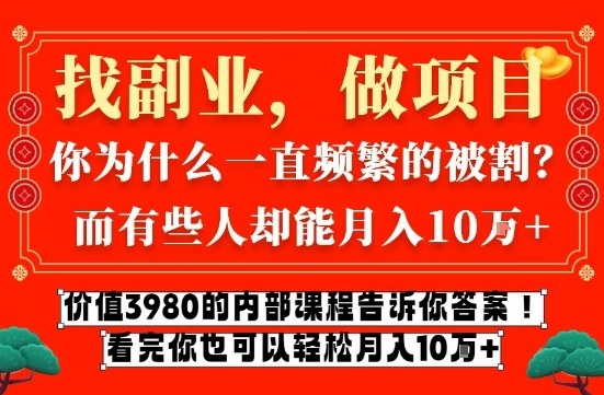 价值3980的网创内部课程，告诉你互联网创业月入10个W的秘密【揭秘】-云享网创