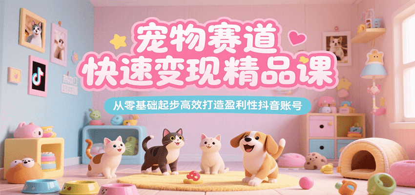 宠物赛道快速变现精品课，从零基础起步高效打造盈利性抖音账号-云享网创