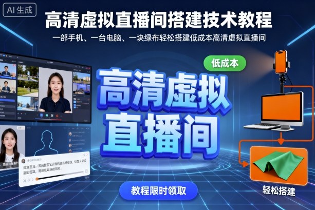 高清虚拟直播间搭建技术教程,一部手机、一台电脑、一块绿布轻松搭建低成本高清虚拟直播间-云享网创