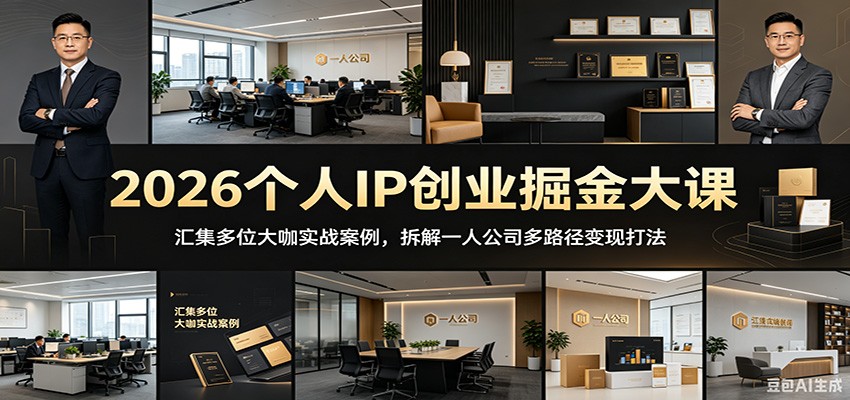 2026个人IP创业掘金大课：汇集多位大咖实战案例，拆解一人公司多路径变现打法-云享网创