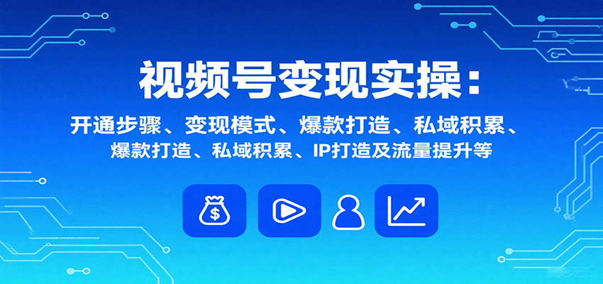 视频号变现实操，含开通步骤、变现模式、爆款打造、私域积累、IP打造及流量提升等-云享网创