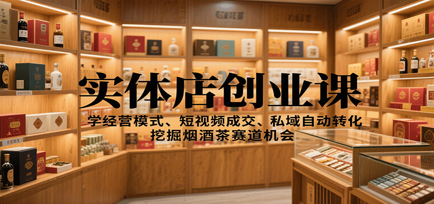 实体店创业课:学经营模式、短视频成交、私域自动转化,挖掘烟酒茶赛道机会-云享网创