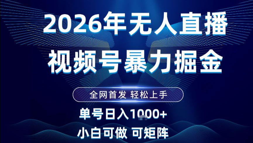 2026最新视频号无人直播掘金，全网首发，小白可以玩，长期稳定日入1k+【揭秘】-云享网创