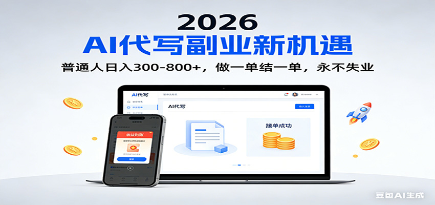 2026 副业首选！AI 代写日入 300-800，普通人0门槛，做一单结一单！-云享网创