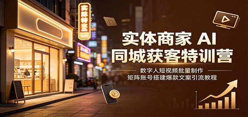 实体商家AI同城获客特训营：数字人短视频批量制作，矩阵账号搭建爆款文案引流教程-云享网创
