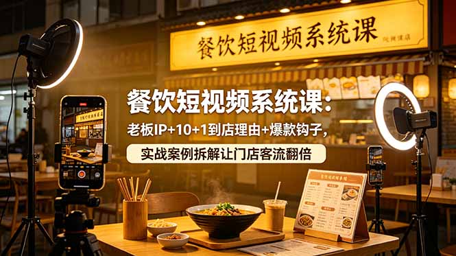 餐饮短视频系统课：老板IP+10+1到店理由+爆款钩子，实战案例拆解让门店客流翻倍-云享网创