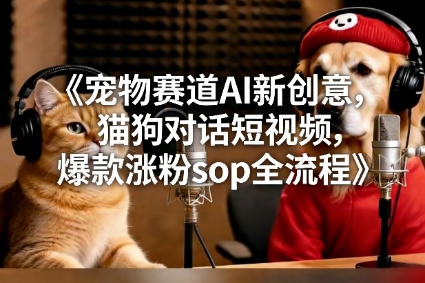 宠物赛道AI新创意，猫狗对话短视频，爆款涨粉sop全流程-云享网创