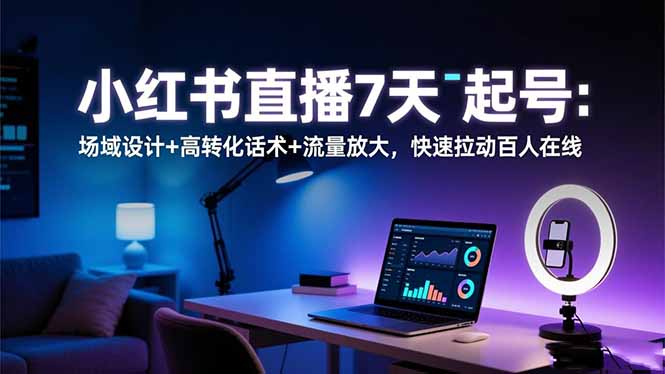 小红书直播7天起号:场域设计+高转化话术+流量放大,快速拉动百人在线-云享网创