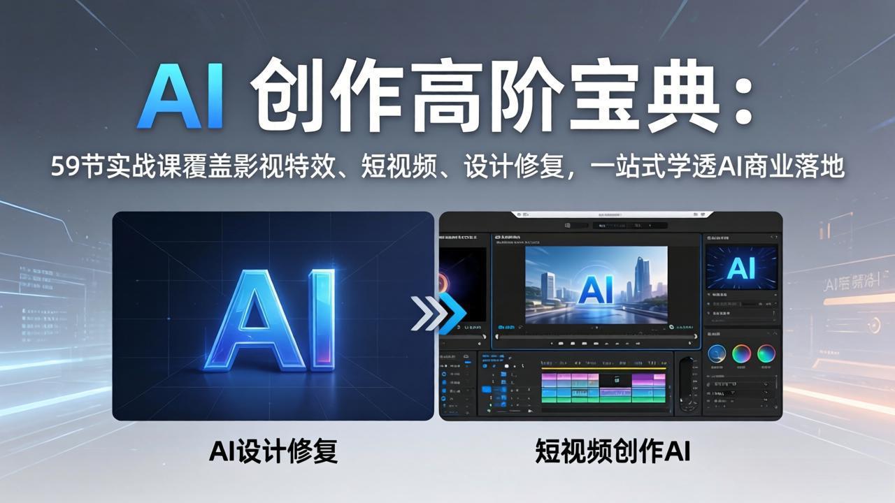 AI 创作高阶宝典:59节实战课覆盖影视特效、短视频、设计修复,一站式学透AI商业落地-云享网创