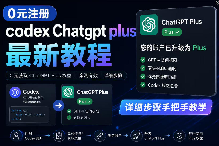 0元全自动注册codex gpt plus最新教程，0元获取GPT Plus权益，手把手详细教学-云享网创