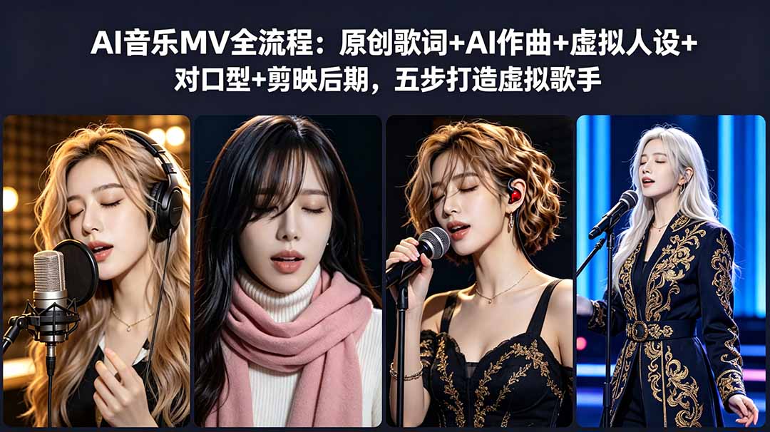 AI音乐MV全流程：原创歌词+AI作曲+虚拟人设+对口型+剪映后期，五步打造虚拟歌手-云享网创