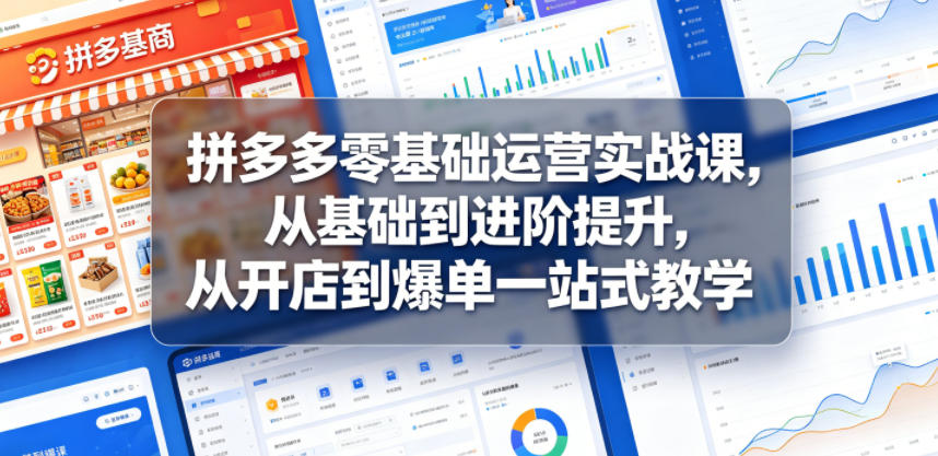 拼多多零基础运营实战课，从基础到进阶提升，从开店到爆单一站式教学-云享网创