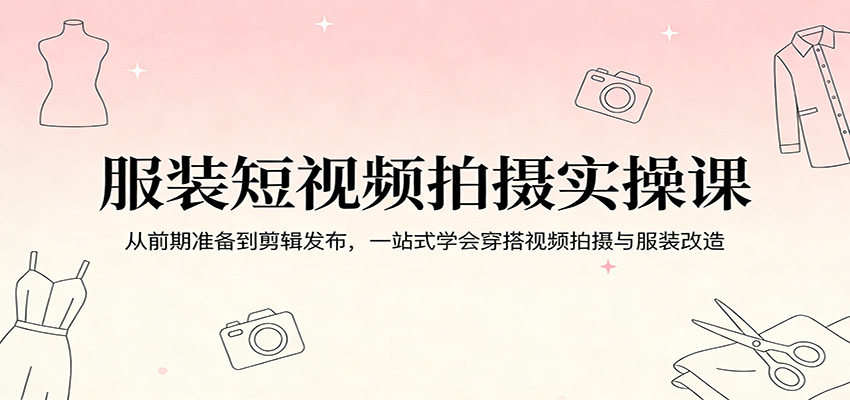 服装短视频拍摄实操课:从前期准备到剪辑发布,一站式学会穿搭视频拍摄与服装改造-云享网创