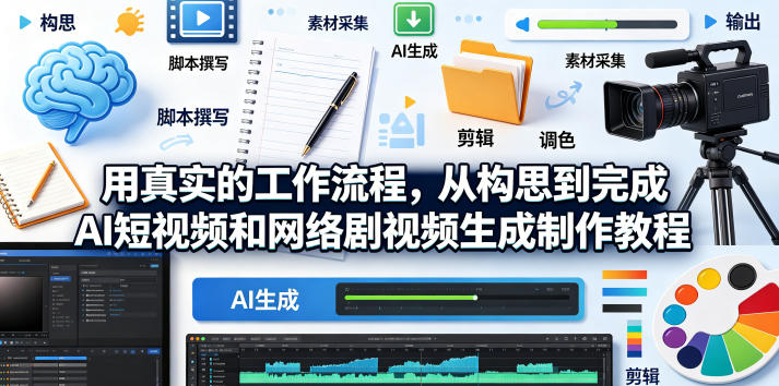 用真实的工作流程，从构思到完成AI短视频和网络剧视频生成制作教程-中英字幕-云享网创