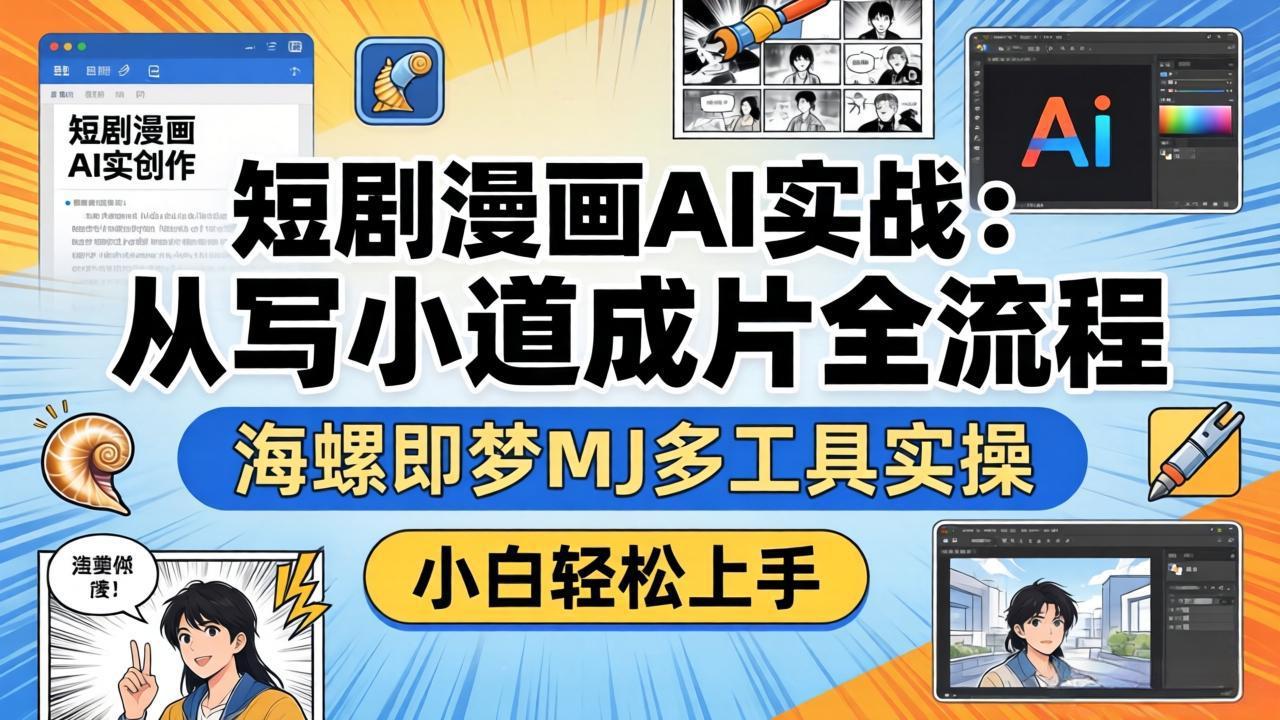 短剧漫画AI实战:从写小说到成片全流程,海螺即梦MJ多工具实操,小白轻松上手-云享网创