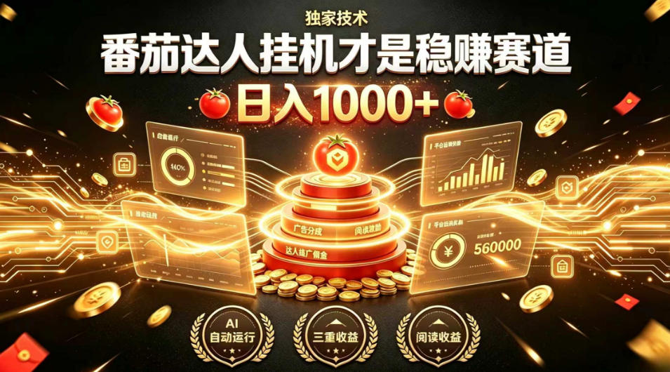 别再瞎找副业!番茄达人挂G才是稳賺赛道,日入1000+,全程傻瓜式操作,可矩阵放大【揭秘】-云享网创