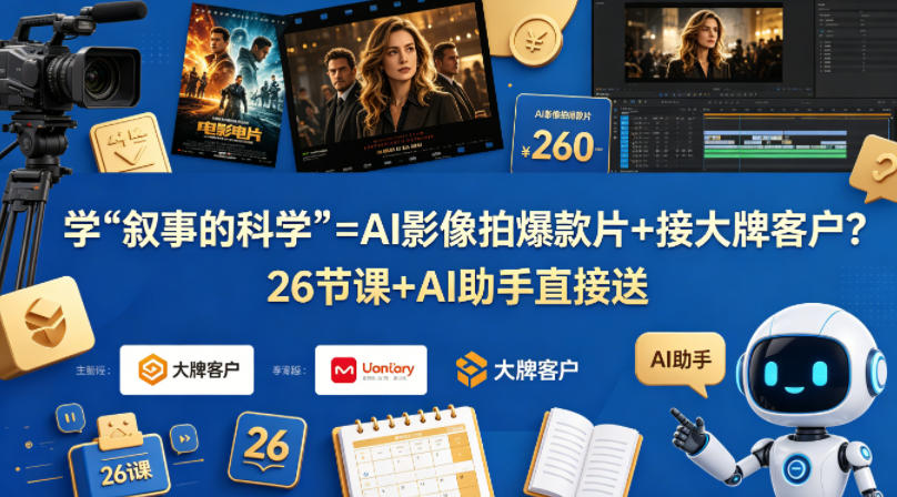 学《叙事的科学》=AI影像拍爆款片+接大牌客户？26节课+AI助手直接送【原创双语字幕】-云享网创