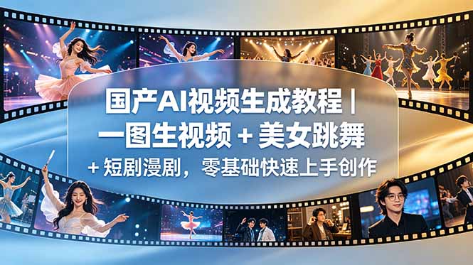 国产AI视频生成教程｜一图生视频 + 美女跳舞 + 短剧漫剧，零基础快速上手创作-云享网创