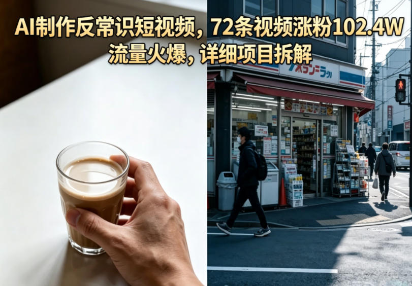 AI制作反常识短视频，72条视频涨粉102.4W，流量火爆，详细项目拆解-云享网创