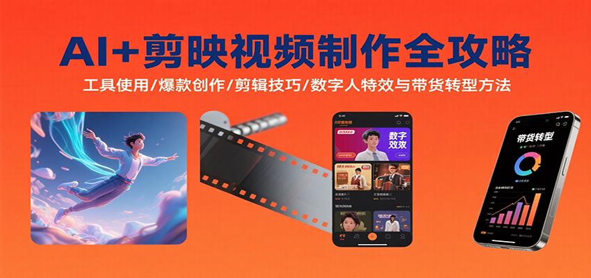 AI+剪映视频制作全攻略：工具使用/爆款创作/剪辑技巧/数字人特效与带货转型方法-云享网创
