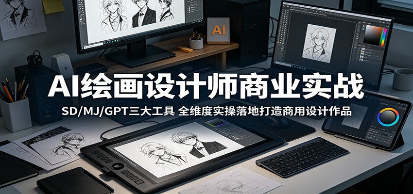 AI绘画设计师商业实战：SD/MJ/GPT三大工具，全维度实操落地打造商用设计作品-云享网创