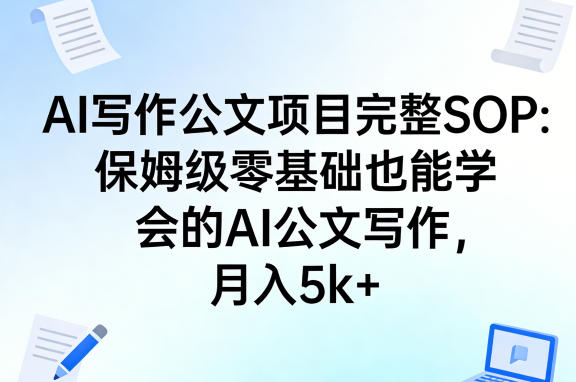 AI写作公文项目完整SOP，保姆级零基础也能学会的AI公文写作，月入5k+-云享网创
