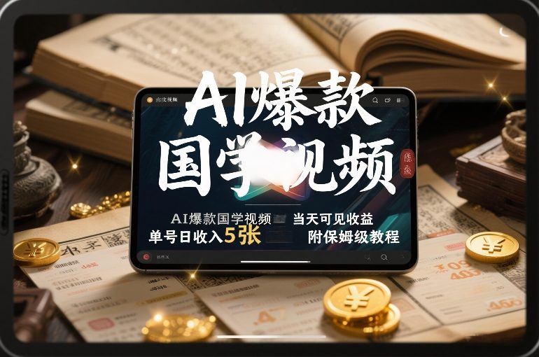 AI爆款国学视频，独家起号方法，小白直接上手，当天可见收益，单号日收入5张+附保姆级教程-云享网创