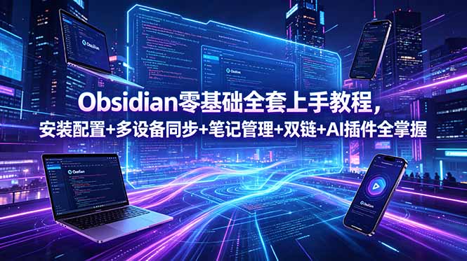 Obsidian零基础全套上手教程，安装配置+多设备同步+笔记管理+双链+AI插件全掌握-云享网创